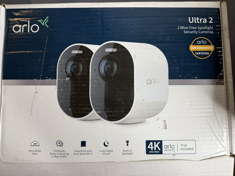 Arlo VMS5240-100NAR Ultra – 4K UHD Wire-Free Security 2 Camera Used
