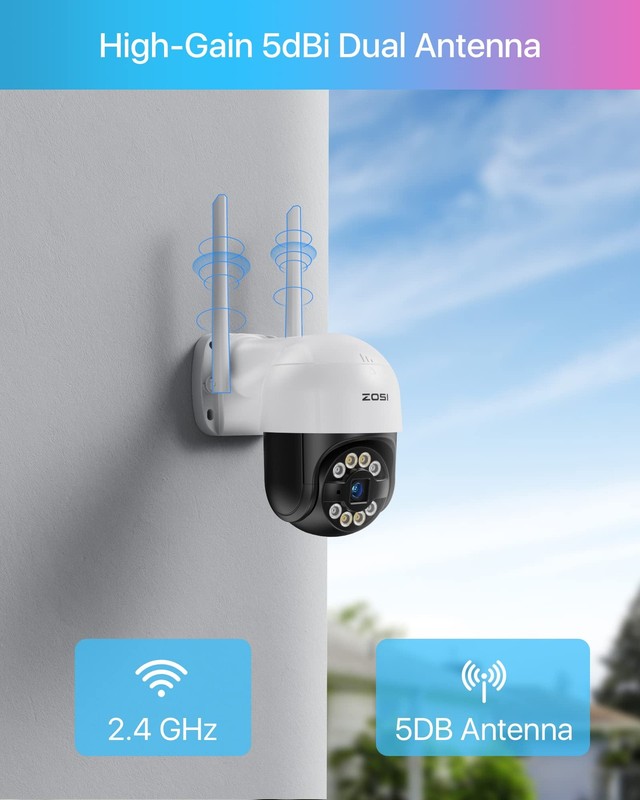 ZOSI 3MP PTZ Outdoor WiFi Security IP Wireless Camera Audio Motion Detection gallery