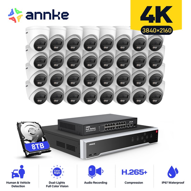 ANNKE 32CH 12MP NVR 4K POE Security Camera System Color Night Audio Record CCTV gallery