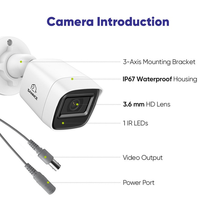 SANNCE 1x HD 1080P Outdoor 2MP Video CCTV Smart Security Camera IR Night Vision gallery