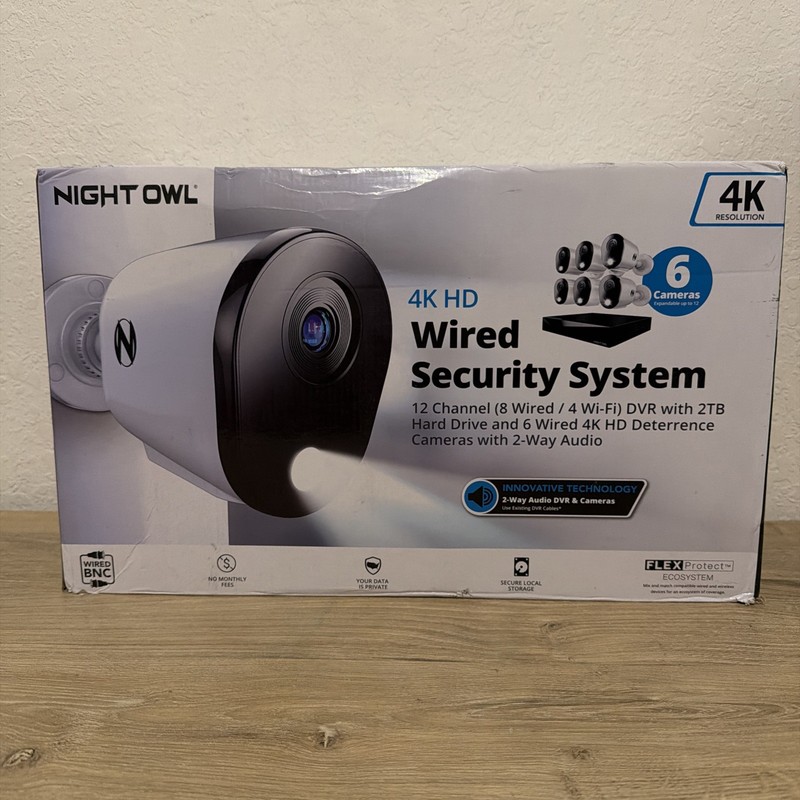 Night Owl 12 Channel 6 Camera Wired 2K 2TB DVR Security System with 2-way Audio