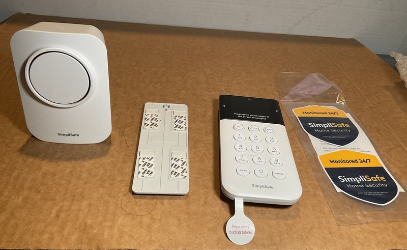 SimpleSafe Home Security System, Keypad, Siren, Yardstick w/ decals, Manual