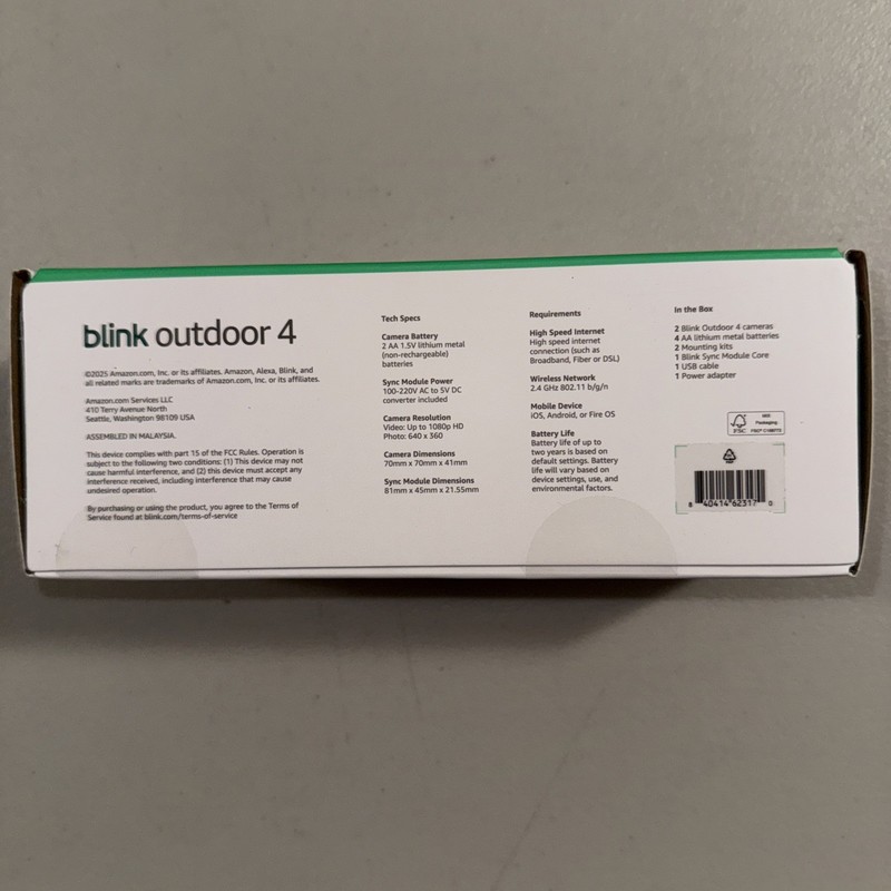 Blink Outdoor 4 (4th Gen 2025) Wireless Security Camera + Sync Module, 2 Cameras gallery