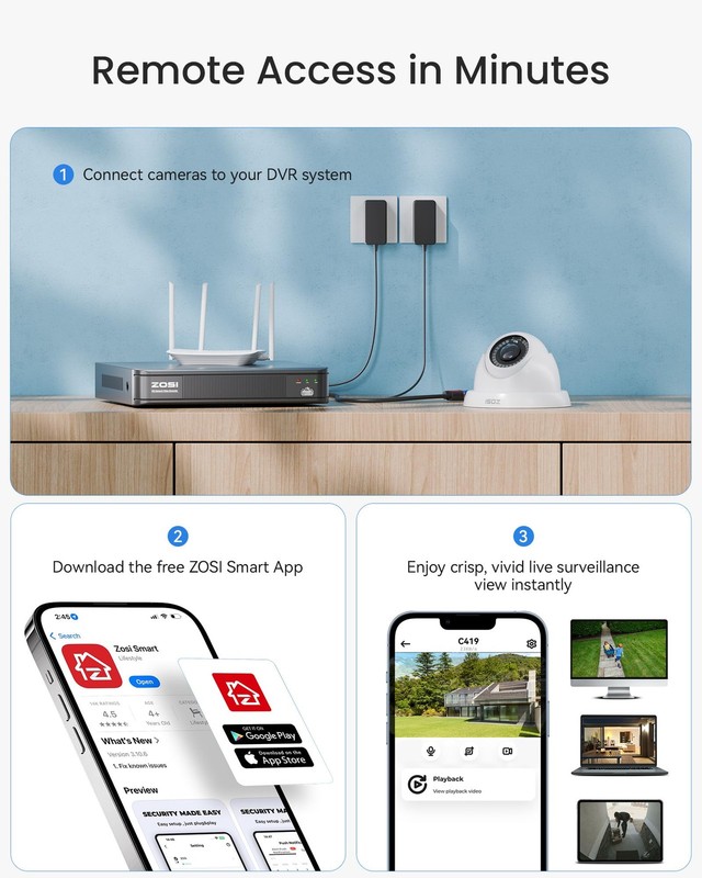 3K 5MP Lite H.265+ Home Security Camera System, 8 Channel Surveillance DVR wi... gallery