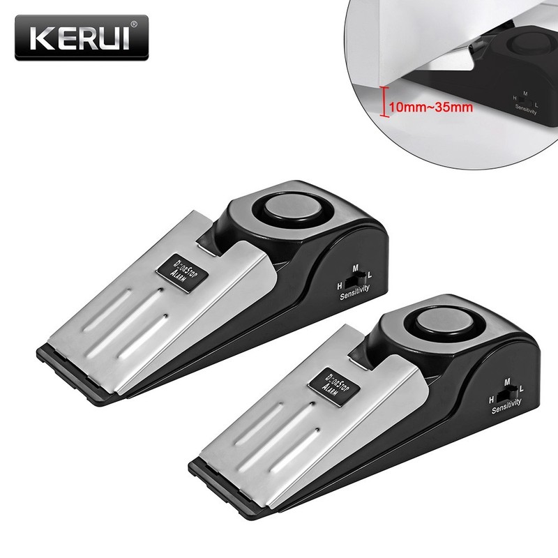 2 Pack Security Door Stop Alarm 120DB Hotel Home Portable Security Safety Tools