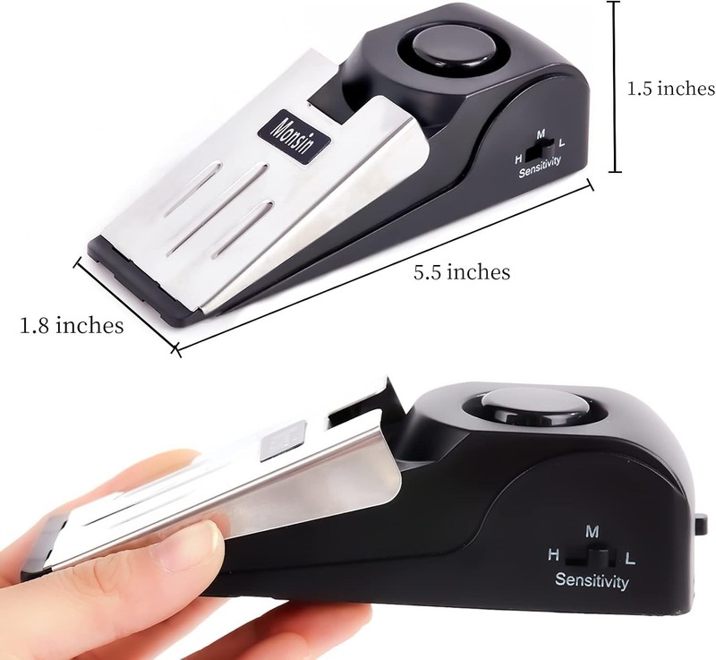 Dual Function Door Stop Alarm with Adjustable Sensitivity – 120dB Loud Security gallery