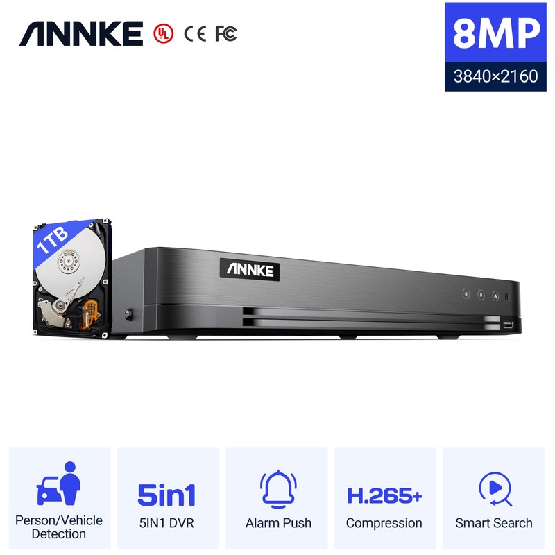 ANNKE 8CH 4K 8MP 5IN1 DVR Security Video Recorder Home Surveillance H.265+ 1TB