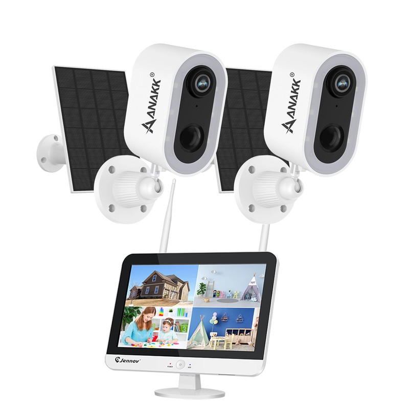 4MP 10CH Solar Powered Battery Wireless Security Camera System 1TB Monitor Audio