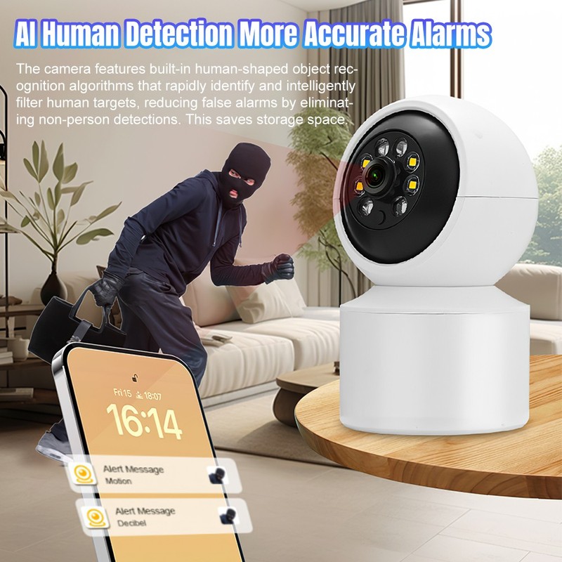 Camara De Seguridad WIFI 360° 1080P PTZ Indoor Monitor Con Vision Nocturna Audio gallery