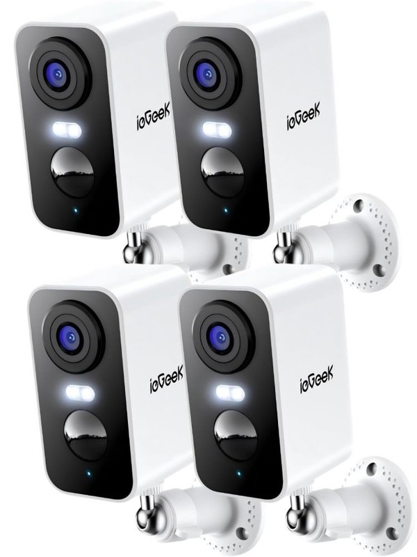4pcs ieGeek 2K Battery Powered WiFi Security Camera with Spotlight & Siren Alarm