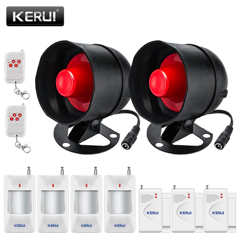 KERUI 110db Security Alarm System Kit Loud Speaker Siren with Wireless Sensors