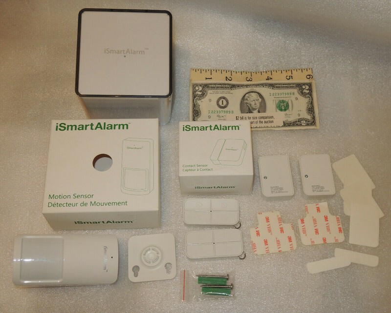 Grouping LOT Package of iSmart Alarm Parts Sensors, Remotes, Cube One iPU3