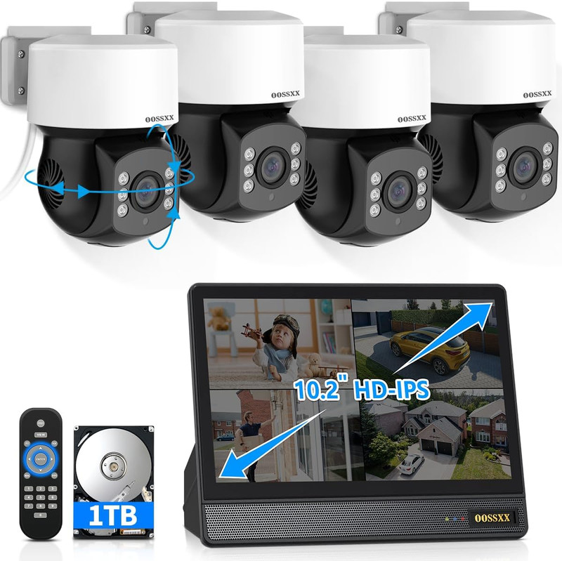 1080P PTZ Wired Security Camera System with 10" IPS Monitor, 8CH Expandable DVR gallery