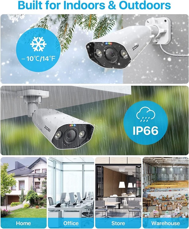 ZOSI 8MP 4K Outdoor PoE Security Camera System Audio for Home 24/7 Recording gallery