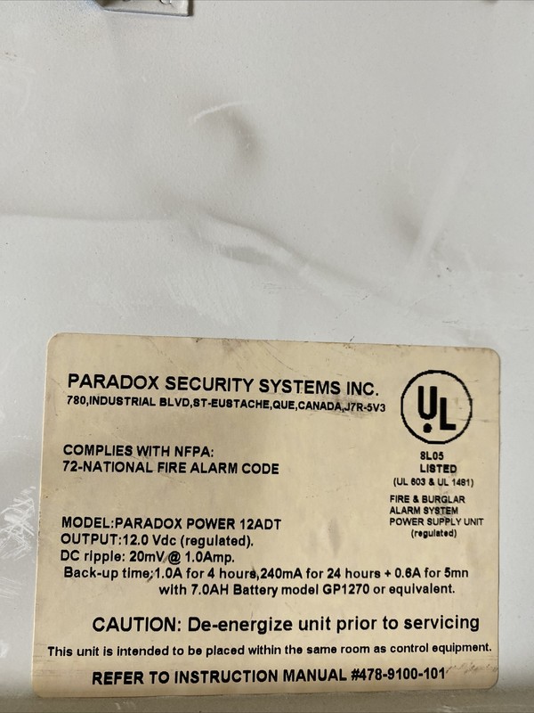 Paradox Security Wired Access Control Module POWER 12ADT BOARD BOX 12V Battery gallery