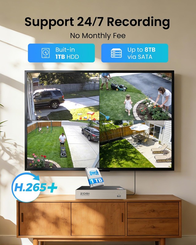 3K Lite 8CH Security Camera System Outdoor with 1TB Hard Drive,AI Human/Vehic... gallery