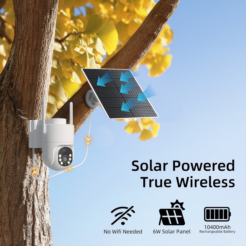 Solar Powered for Outdoor No Wifi Security Camera with Built-In 4G LTE SIM Card gallery