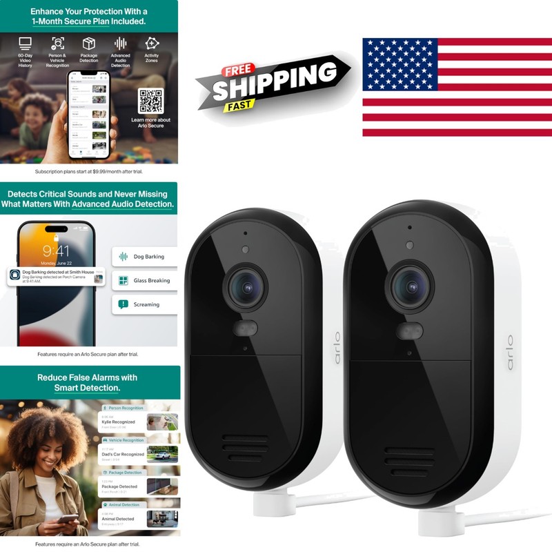 Plug In Outdoor Camera with Color Night Vision and Two Way Audio Functionality