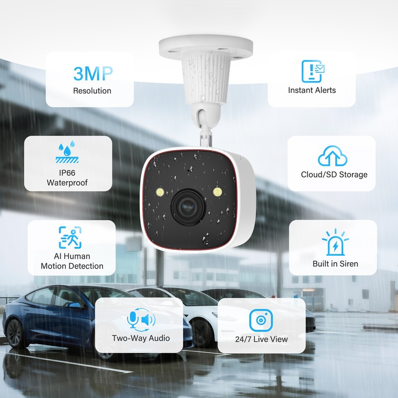 3MP 2.4G WIFI Outdoor Home Camera Wired Security Camera Baby Dog/Pet Camera gallery