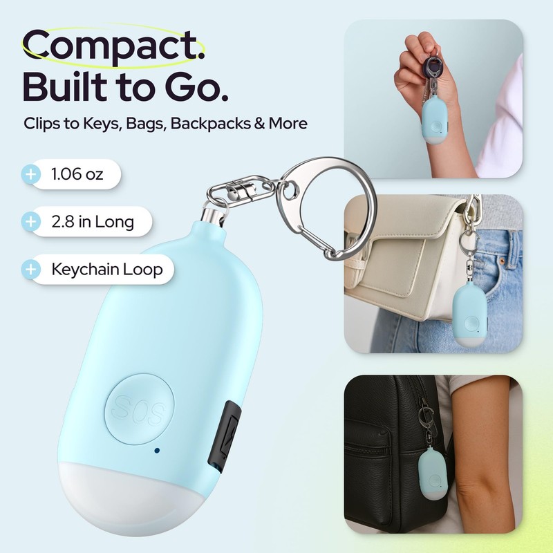 Rechargeable Personal Alarm Keychain - 130dB Siren, LED Light - 3Pack Persona... gallery