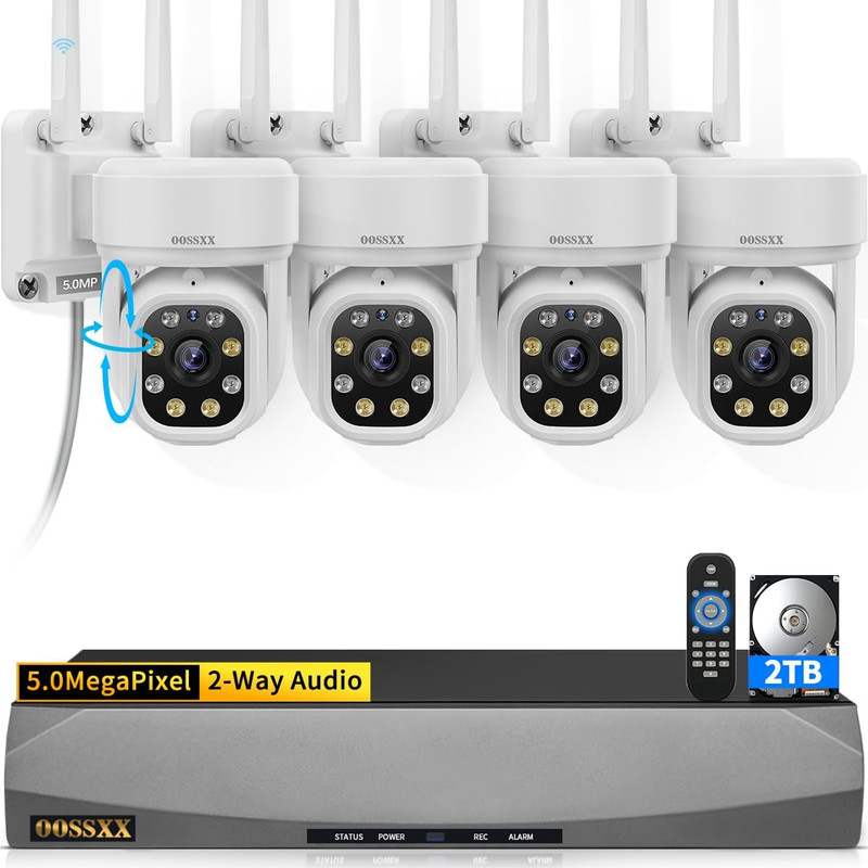 (2026 Update) 5MP PT Wireless Security Camera System with AI Human Tracking, Dua