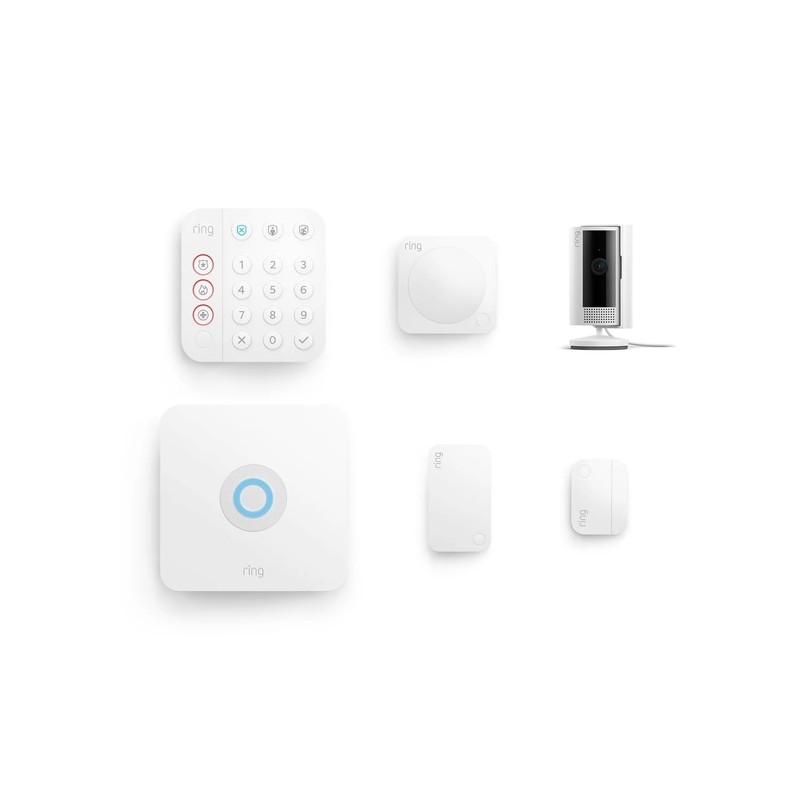 Ring Alarm Security System 5 Piece Kit, Sensors, and 2nd Gen Indoor Cam White