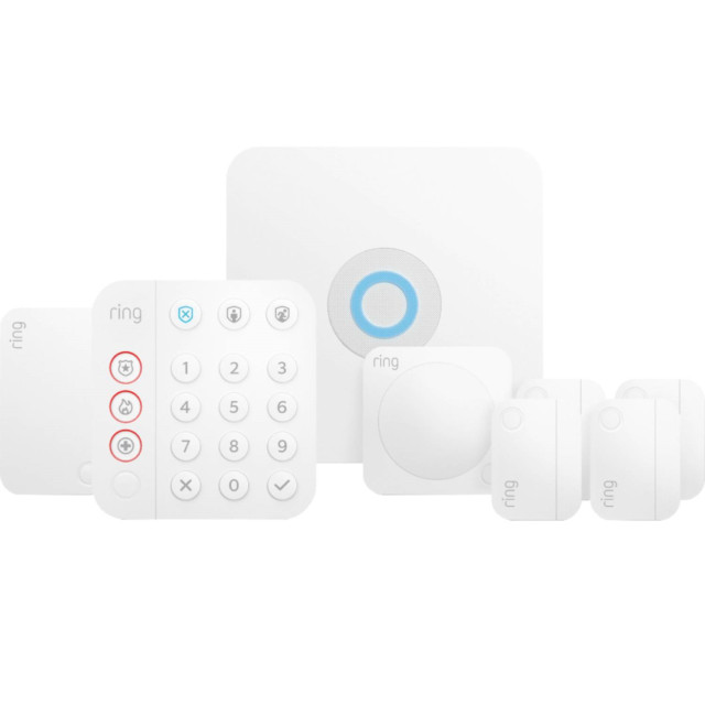 Ring Alarm Wireless Security System, 8 Piece (2nd Gen), White with Panic Button