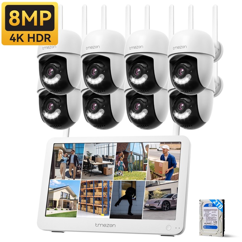 8MP PTZ Wireless Security Camera System 10CH NVR with 12"Monitor WiFi CCTV 2TB gallery