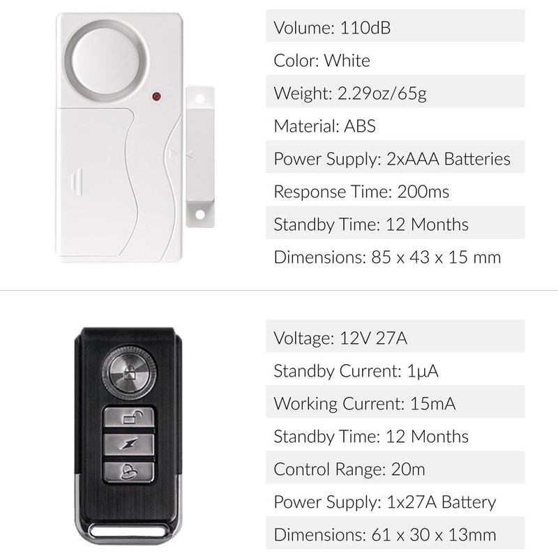 Home Door Window Magnetic Sensor Protective Security Alarm w/ 4 Remote Control gallery