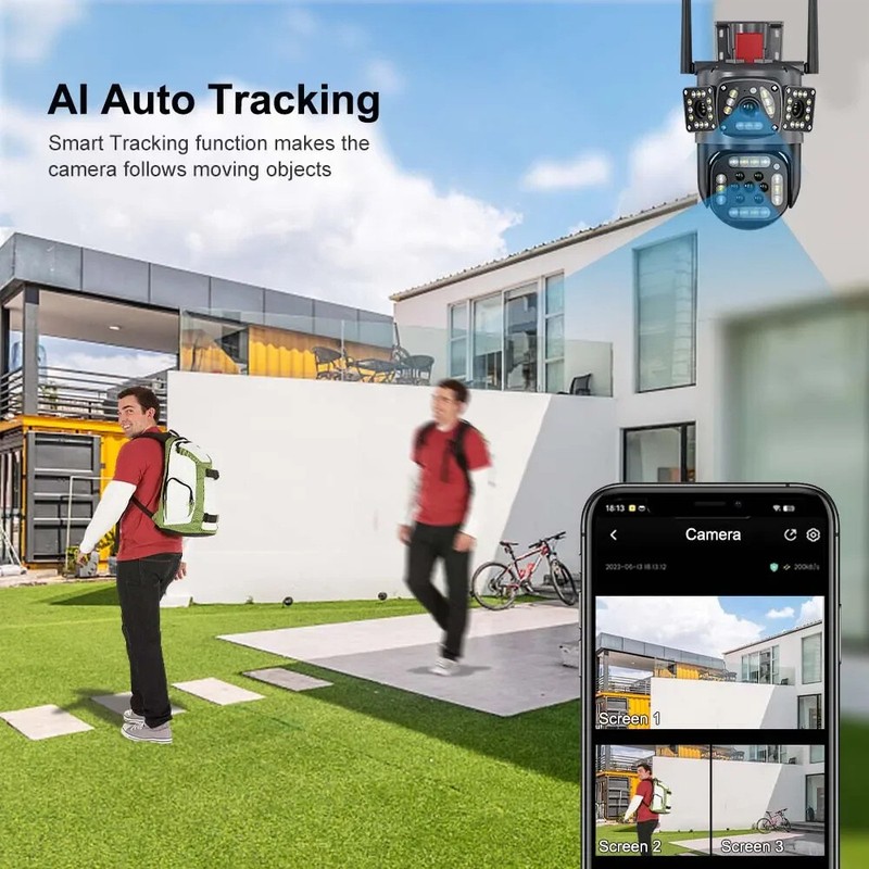 9MP 3 Lens 10X HD WiFi IP Camera Wireless Outdoor CCTV PTZ Home Security IR Cam gallery