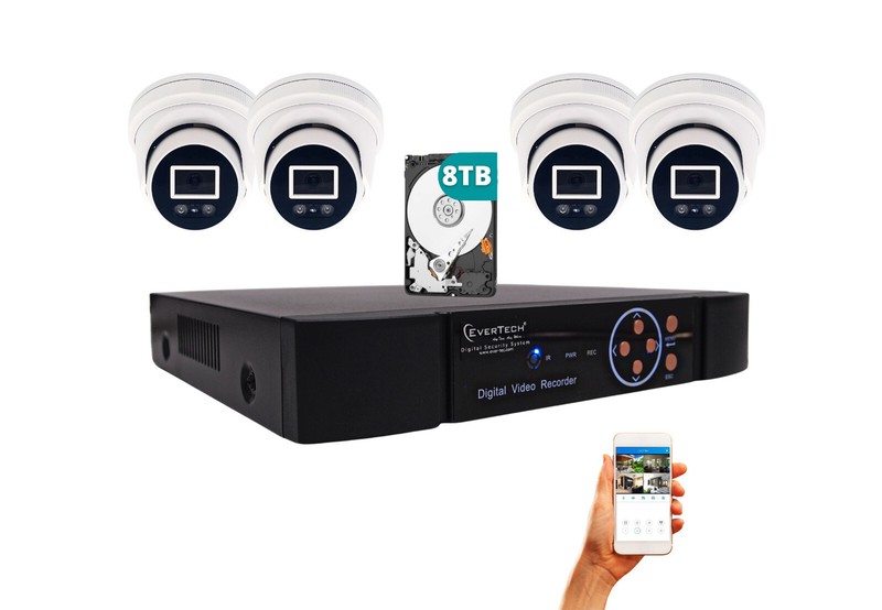 8 Channel 8TB 4 Camera PoE 4K IP Security Camera System with built-in Audio