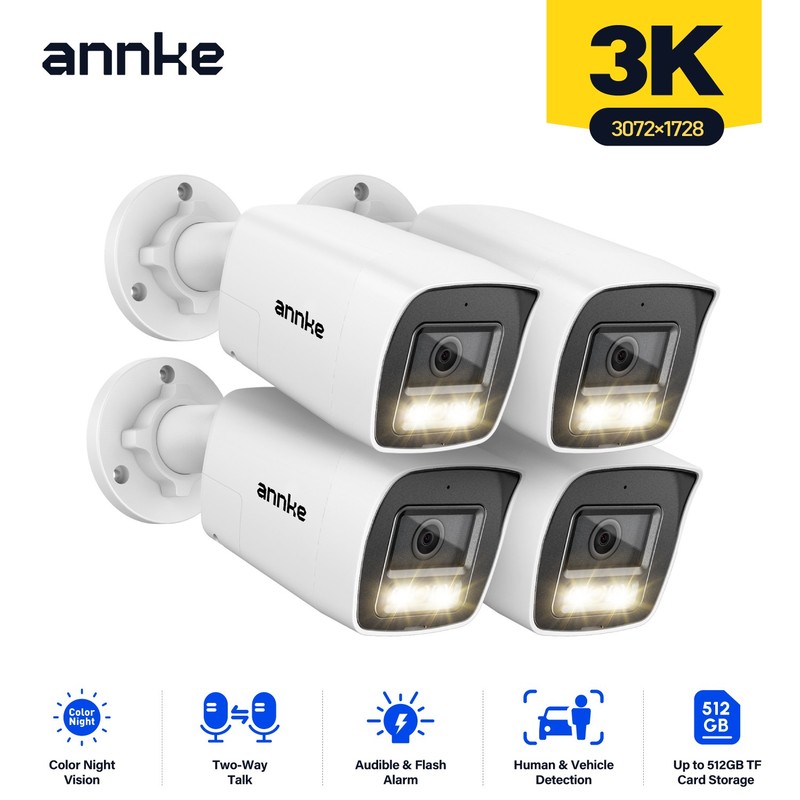 ANNKE 5MP Audio POE Security IP Camera 3K Outdoor Color Night AI Human Detection