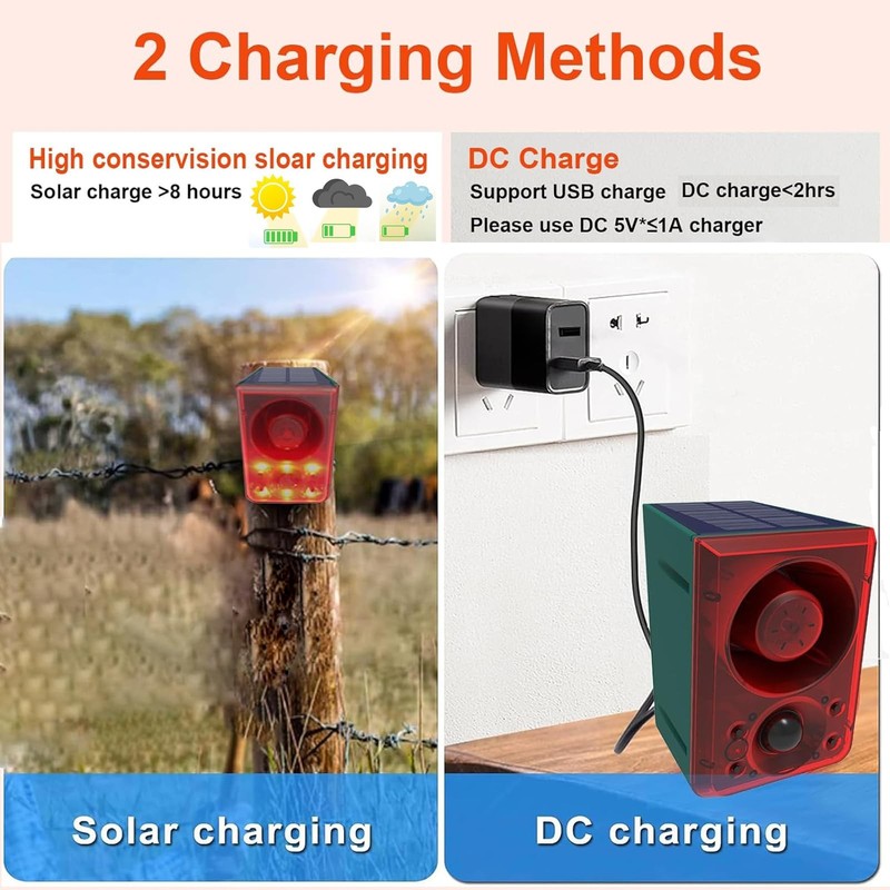 Solar Motion Detector Alarm Light,130db Sound Warning Security Strobe Siren L... gallery