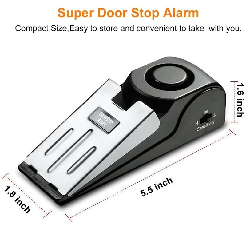 Upgraded Door Stopper Alarm Adjustable 120dB Wedge Loud Security for Home Travel gallery