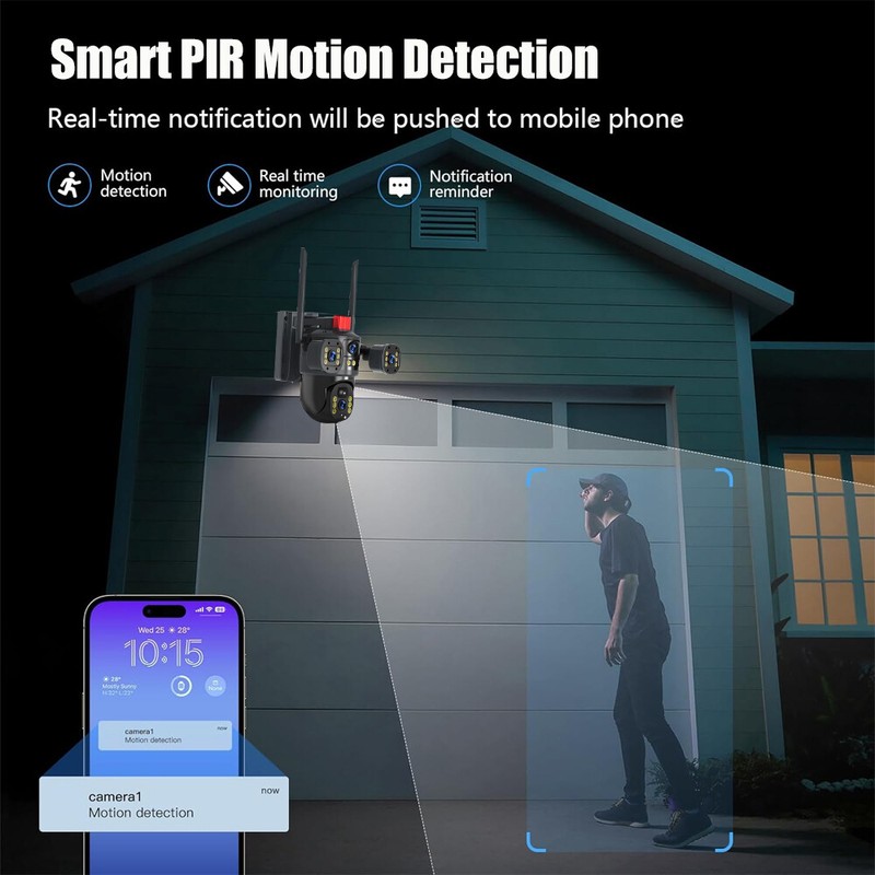 Solar Battery Powered Wireless WiFi Outdoor Pan/Tilt Home Security Camera System gallery