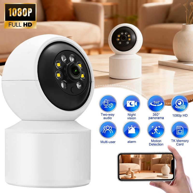 Camara De Seguridad WIFI 360° 1080P PTZ Indoor Monitor Con Vision Nocturna Audio gallery