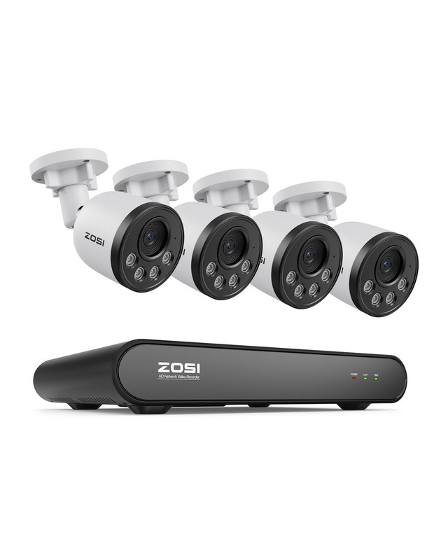 5MP Security Camera System with Audio, 4pcs 4MP Wired Outdoor Indoor PoE Came…