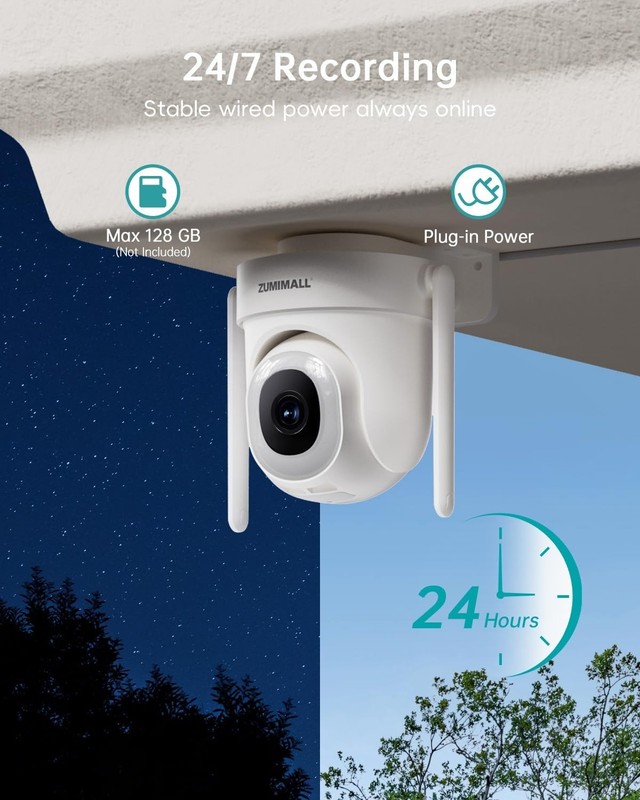 2.5K Wired Home Security Camera, 5MP, 24/7 Recording, AI Motion Detection, 360° gallery