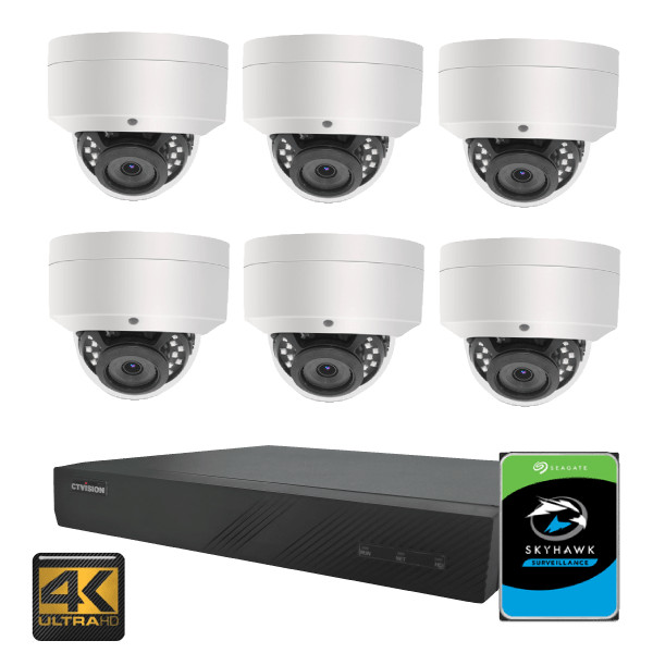 CTVISION Security Camera System, 4K, 8MP, 6 Cams, 4TB NVR, PU-81864