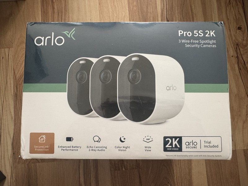 Arlo Pro 5S 2K 3 Wire-Free Spotlight Security Cameras VMC4360P-100NAS - New