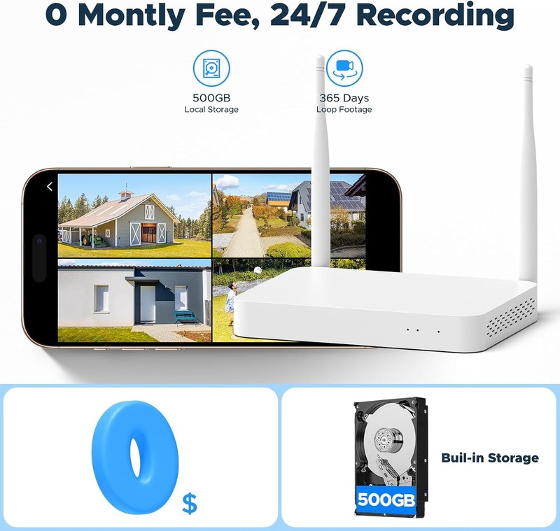10CH 2MP Expandable Audio Security Camera System Wireless Outdoor with 500GB HDD gallery