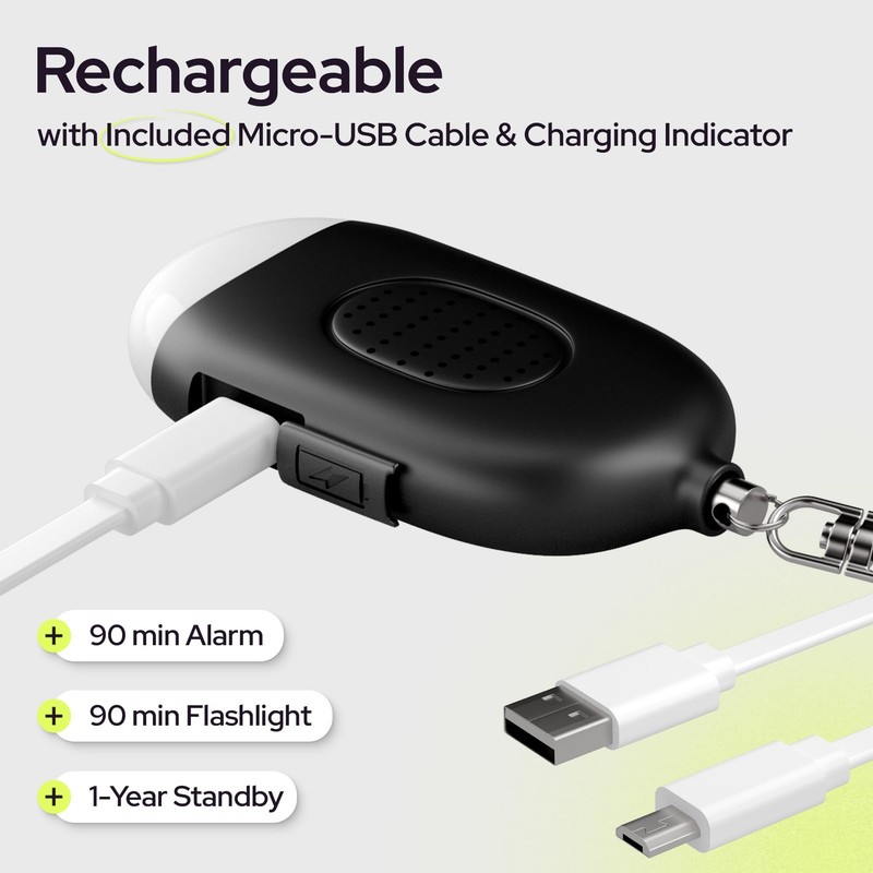 Rechargeable Personal Alarm Keychain - 130dB Siren & LED Light - 2 Pack Perso... gallery