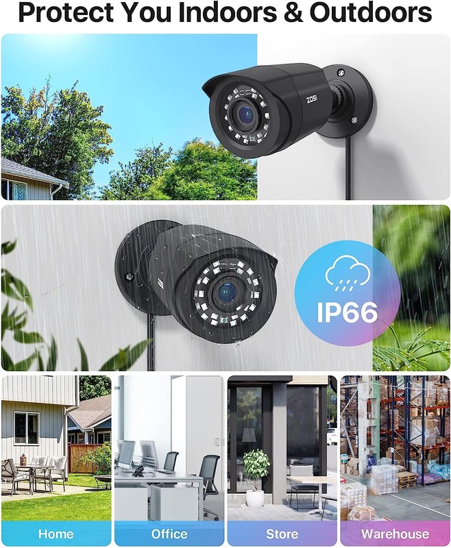 ZOSI 8CH 2MP DVR Outdoor Home CCTV 1080p Security Camera AI System Night Vision gallery