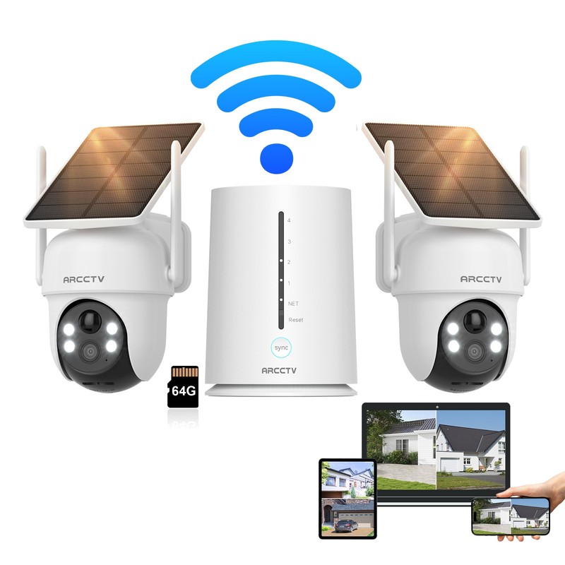 ARCCTV Outdoor Solar Security Camera System 4MP Wireless 5G Wifi 2Cams Kit 4CH