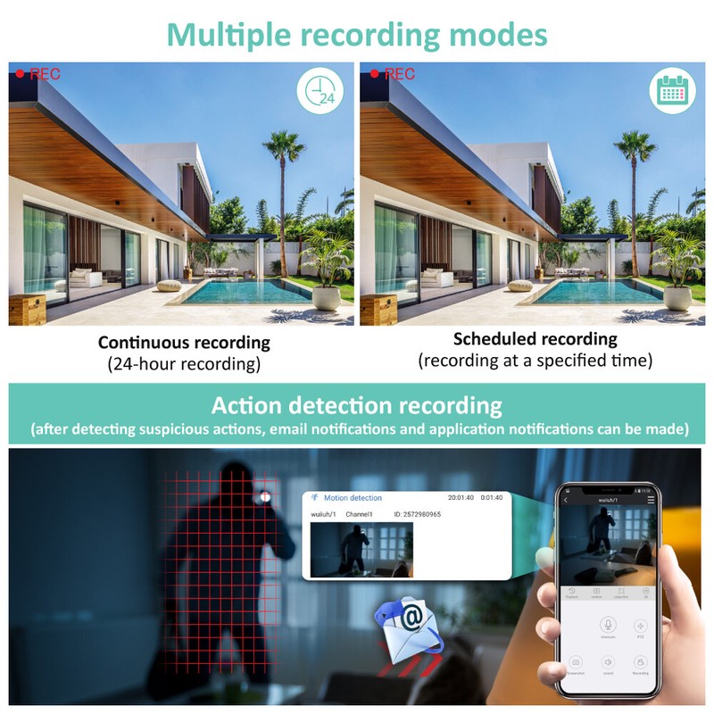 5MP Smart Home Security Camera System 10CH 1TB NVR WiFi Alexa Human Detection gallery