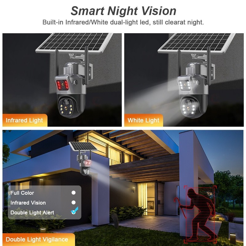 WiFi 4MP Wireless Solar Power PTZ IP Camera Security Waterproof 8X Digital Zoom gallery