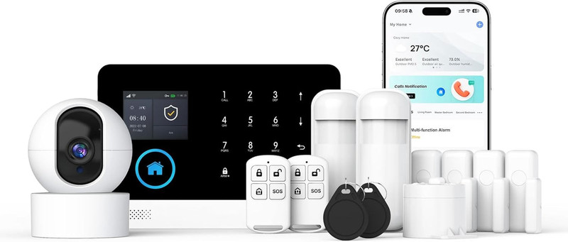 Wireless Home Security Alarm System with APP Alerts & No Monthly Fees