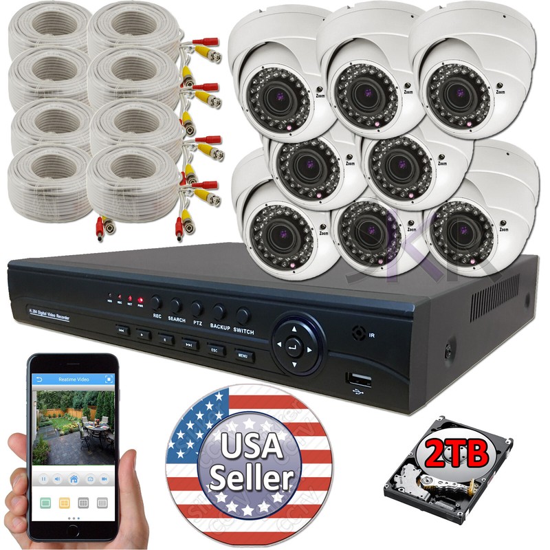 Sikker 8 Channel 1080P DVR Recorder 2.8-12mm Vari-focal Security Camera System