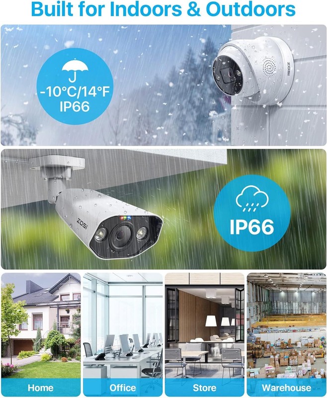 ZOSI 4K 16CH PoE Security Camera System with 4TB HDD Human Car Detect Audio gallery