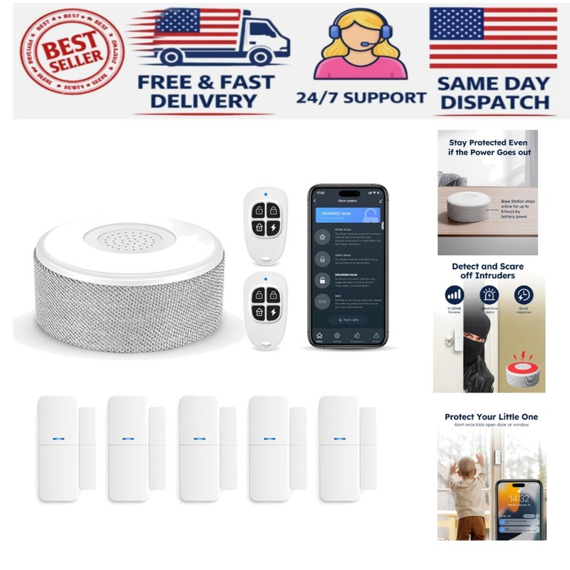 Smart Home Security System – WiFi Door Alarm Kit with Voice Control & App Alerts